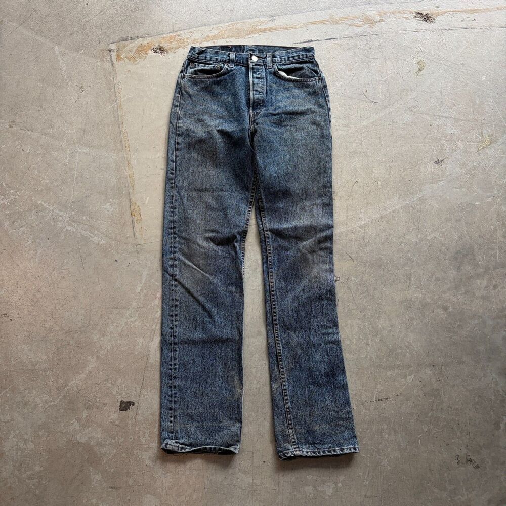 Vintage 90s Levi's 501XX Washed Faded Dark Blue Button Fly Jeans Men's Sz 29x34